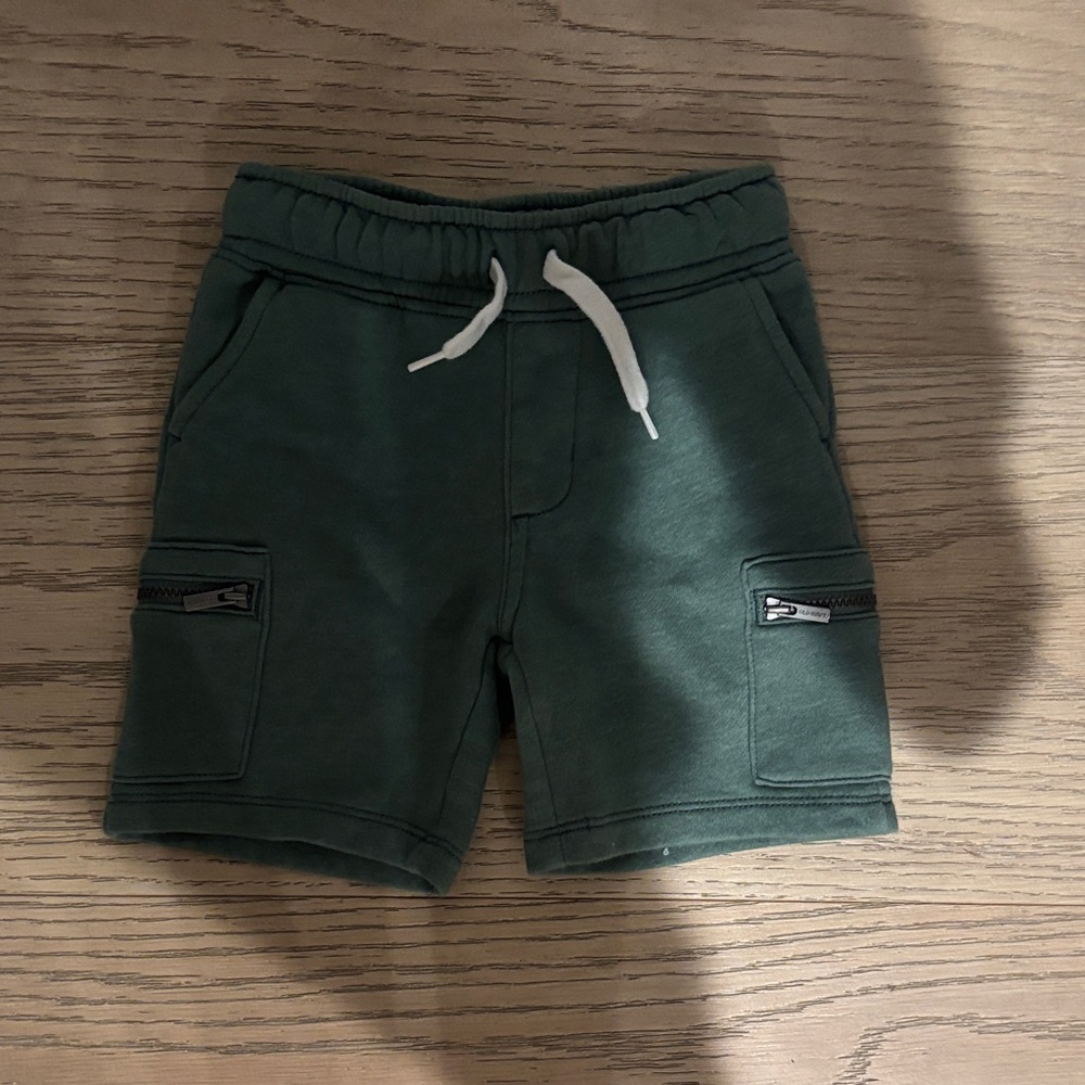 Kids Green Shorts with Zipper Pockets